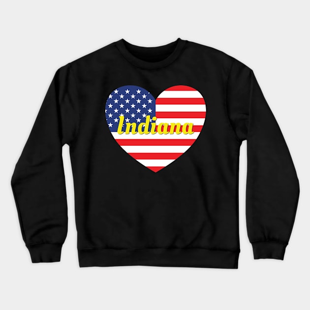 Indiana American Flag Heart Crewneck Sweatshirt by DPattonPD